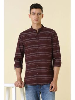 Allen Solly - Maroon Stripes Tailored Shirt