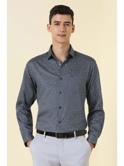 Allen Solly - Navy Blue Printed Slim Shirt