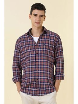 Allen Solly - Navy Blue Checks Slim Shirt