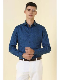 Allen Solly - Navy Blue Printed Slim Shirt