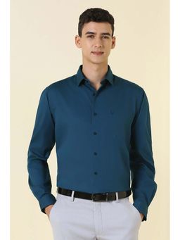 Allen Solly - Navy Blue Solid Slim Shirt