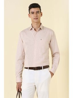 Allen Solly - Beige Printed Slim Shirt