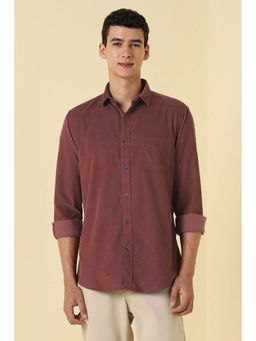Allen Solly - Maroon Solid Slim Shirt