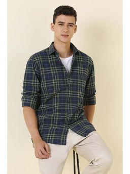 Allen Solly - Navy Blue Checks Slim Shirt