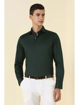 Allen Solly - Green Solid Slim Shirt