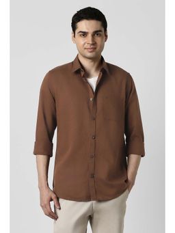 Peter England - Brown Solid Slim Shirt