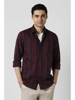 Peter England - Maroon Stripes Slim Shirt