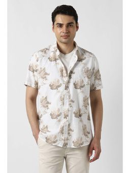 Peter England - Off White Printed Slim Shirt