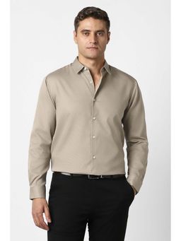 Peter England - Beige Textured Regular Shirt