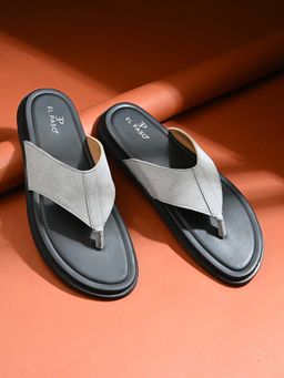 EL PASO - Men Grey Faux Leather Casual Slip On Sandals