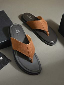 EL PASO - Men Tan Faux Leather Casual Slip On Sandals