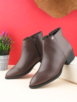 EL PASO - Women Brown Faux Leather Casual Boots