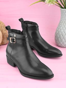 EL PASO - Women Black Faux Leather Casual Boots