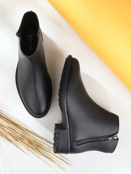 EL PASO - Women's Black Faux Leather Casual Boots