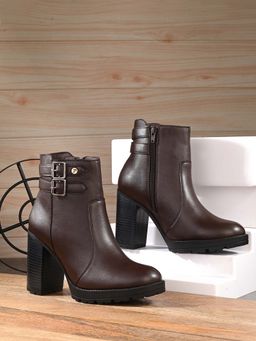 EL PASO - Women Brown Faux Leather Casual Boots