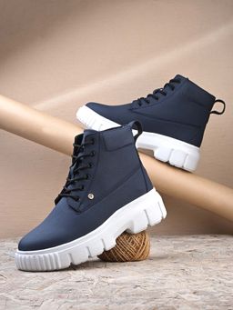 EL PASO - Trendy Blue Mid-Top Angle Women Boots