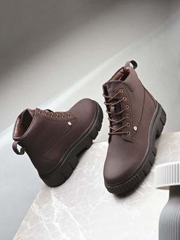 EL PASO - Trendy Brown Mid-Top Boots for Women