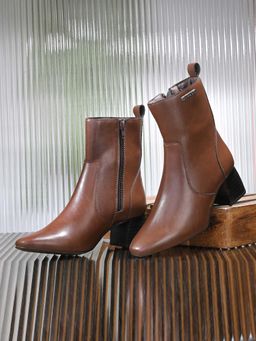 EL PASO - Women Tan Faux Leather Casual Boots