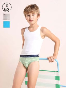 U.S. POLO ASSN. - Printed Multi-Color Cotton Briefs (Pack of 3)