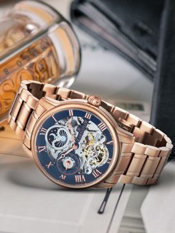 Earnshaw - Longitude Automatic Skeleton Moonphase Blue Round Dial Mens Watch - ES-8006-44