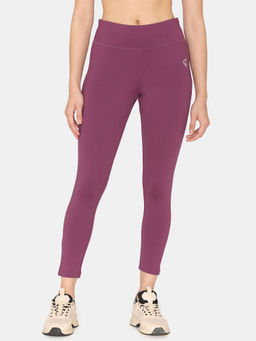 Zivame - High Rise Quick Dry Leggings - Damson