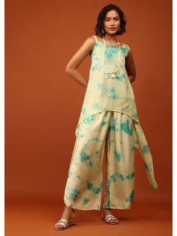 KALKI FASHION - Green Printed Kurta with Bottom & Embellished in Georgette (Set of 2)