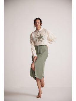 Western Era - Sage Green Front Slit and Side Pocket Skirt