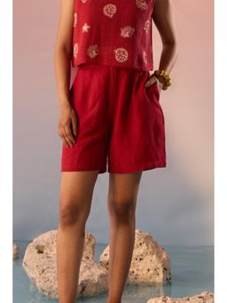 Western Era - Red Pleated Vacation Shorts