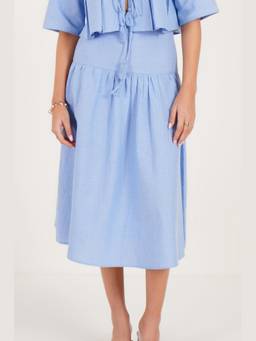 Western Era - Blue Lotus Midi Skirt
