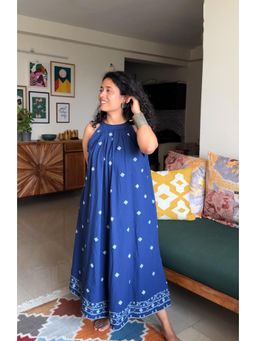 Babhru - Indira Blue Printed Tara Holiday Dress