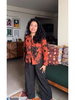 Babhru - Rust Tie And Dye Print Kohra Reversible Jacket
