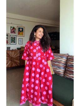 Babhru - Red Berry Polka Dot Print Holiday Dress