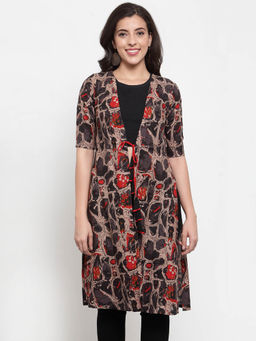 Indibelle - Grey Abstract Print Rayon Shrug