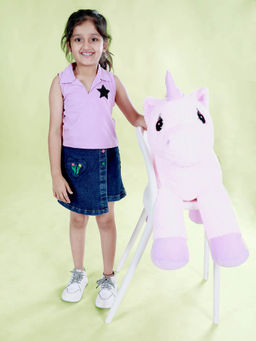 KiddoPanti - Girls Multi-Color Sleeveless Polo T-Shirt with Overlap Skorts (Set of 2)