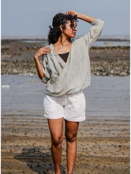 PRATHAA - Grey Chhaon Checks Top