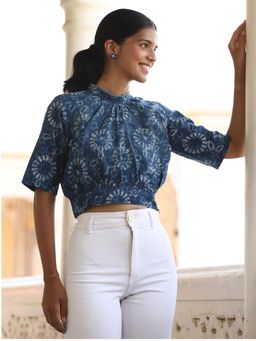 Okhai - Sky Blossom Hand-Embroidered Beadwork Pure Cotton Top