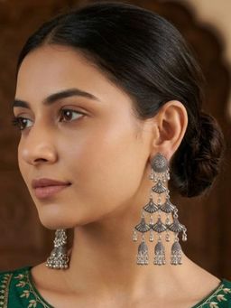 I Jewels - Oxidized Traditional Chand Bali Earrings for Women