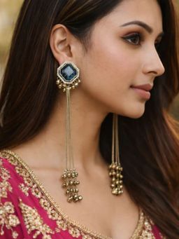 I Jewels - Traditional Kashmiri Ghungroo Drop Green Earrings for Women