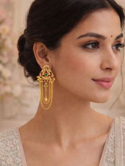 I Jewels - Royal Temple Design Long Chain Earrings for Women