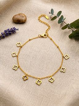 ARTKLIM - Golden Clover Charm Dainty Anti-Tarnish Adjustable Anklet