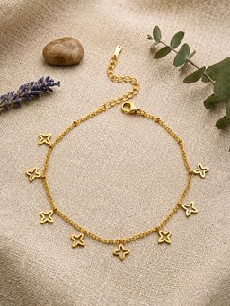 ARTKLIM - Open Clover Charm Elegant Gold Anti-Tarnish Adjustable Anklet