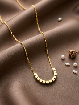 ARTKLIM - Minimal Gold Cube Bar Anti-Tarnish Necklace