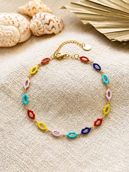 ARTKLIM - Colourful Lip Charm Gold Anti-Tarnish Adjustable Anklet
