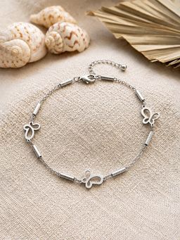 ARTKLIM - Silver Butterfly Charm Chain Anti-Tarnish Adjustable Anklet