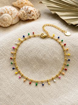 ARTKLIM - Rainbow Enamel Dangle Chain Anti-Tarnish Adjustable Anklet