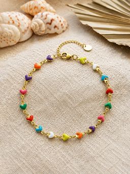 ARTKLIM - Rainbow Heart Link Chain Anti-Tarnish Adjustable Anklet
