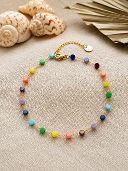ARTKLIM - Colourful Candy Bead Chain Anti-Tarnish Adjustable Anklet