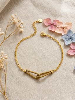 ARTKLIM - Minimalist Gold Knot Link Anti-Tarnish Adjustable Bracelet