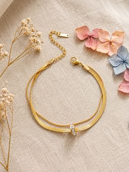 ARTKLIM - Elegant Double Layer Herringbone Anti-Tarnish Adjustable Bracelet