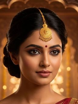 I Jewels - Gold-Plated Traditional Round Floral Maang Tikka for Women